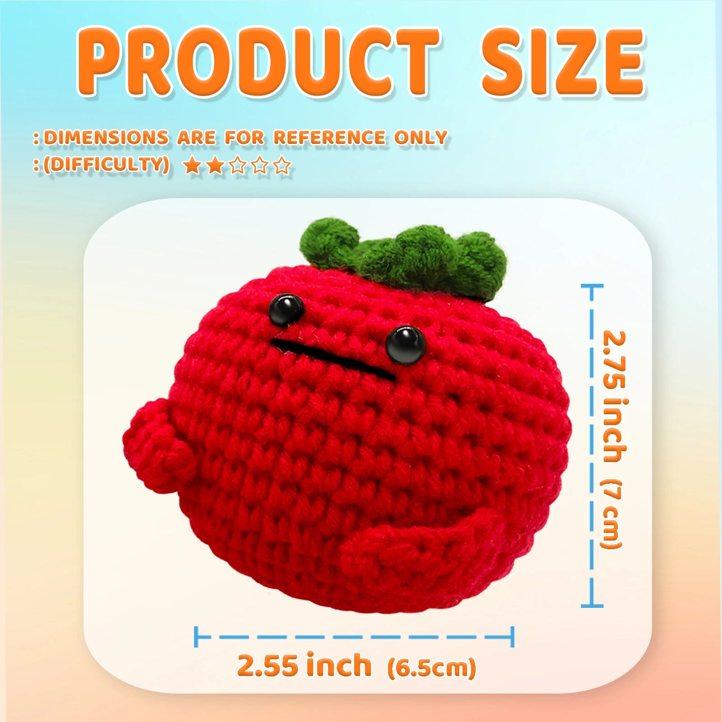 Sign-Holding Fruit (Apple) Crochet Kit for Beginners – 1pc | Yarn, Hook & Video Tutorial Included