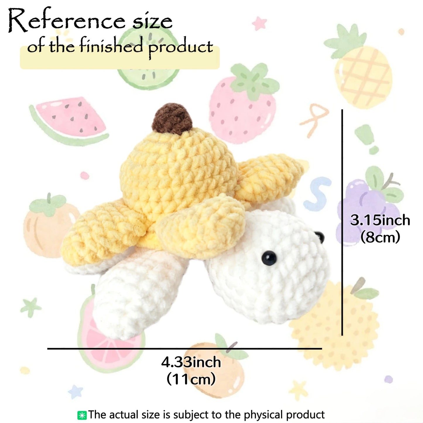 YAMAXIN 1PC Banana Turtle Crochet Kit for Beginners,Crocheting DIY Amigurumi Hook Set with Instruction Manual and Video Teaching