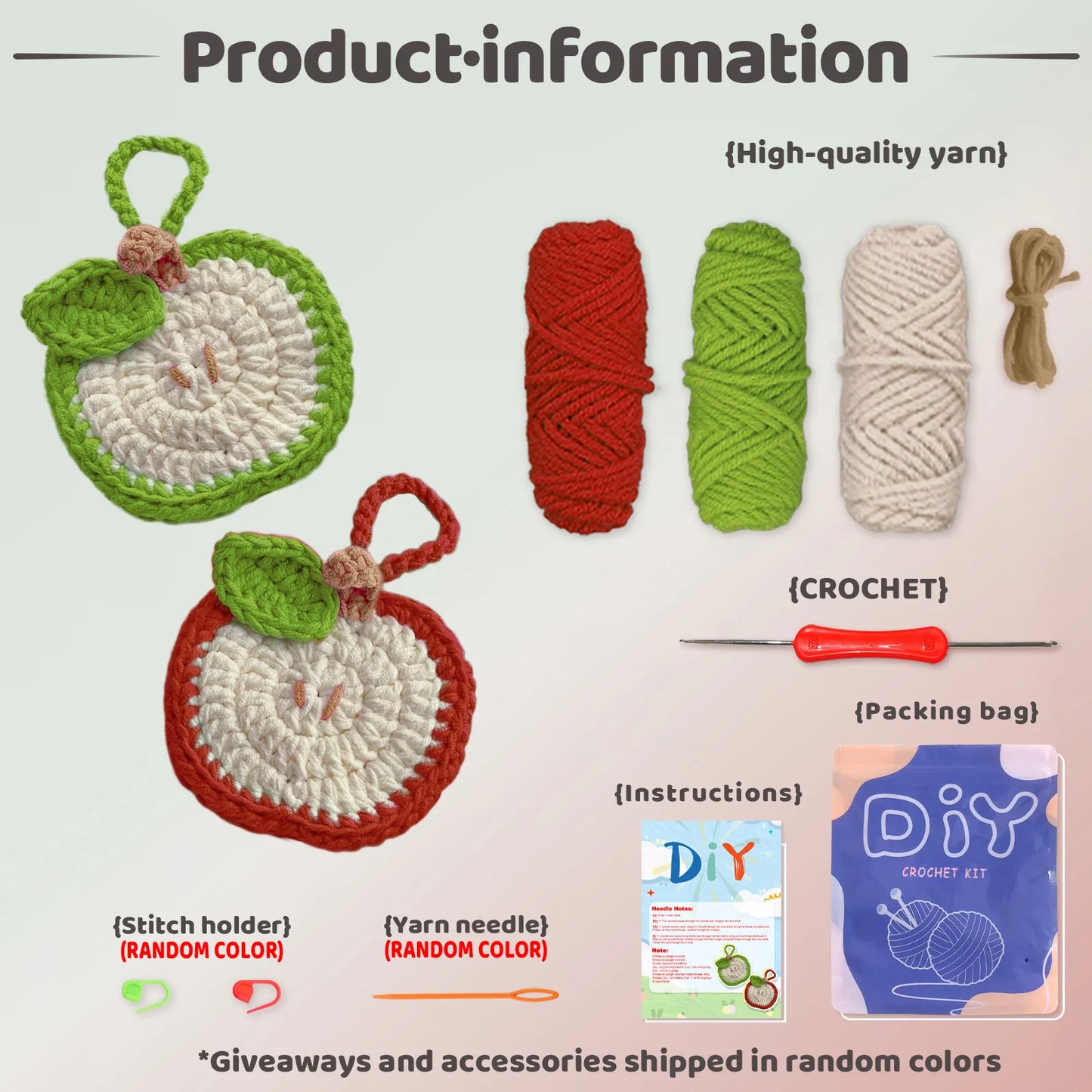 Apple Earphone Case Crochet Kit for Beginners – 2pc | Yarn, Hook & Video Tutorial Included
