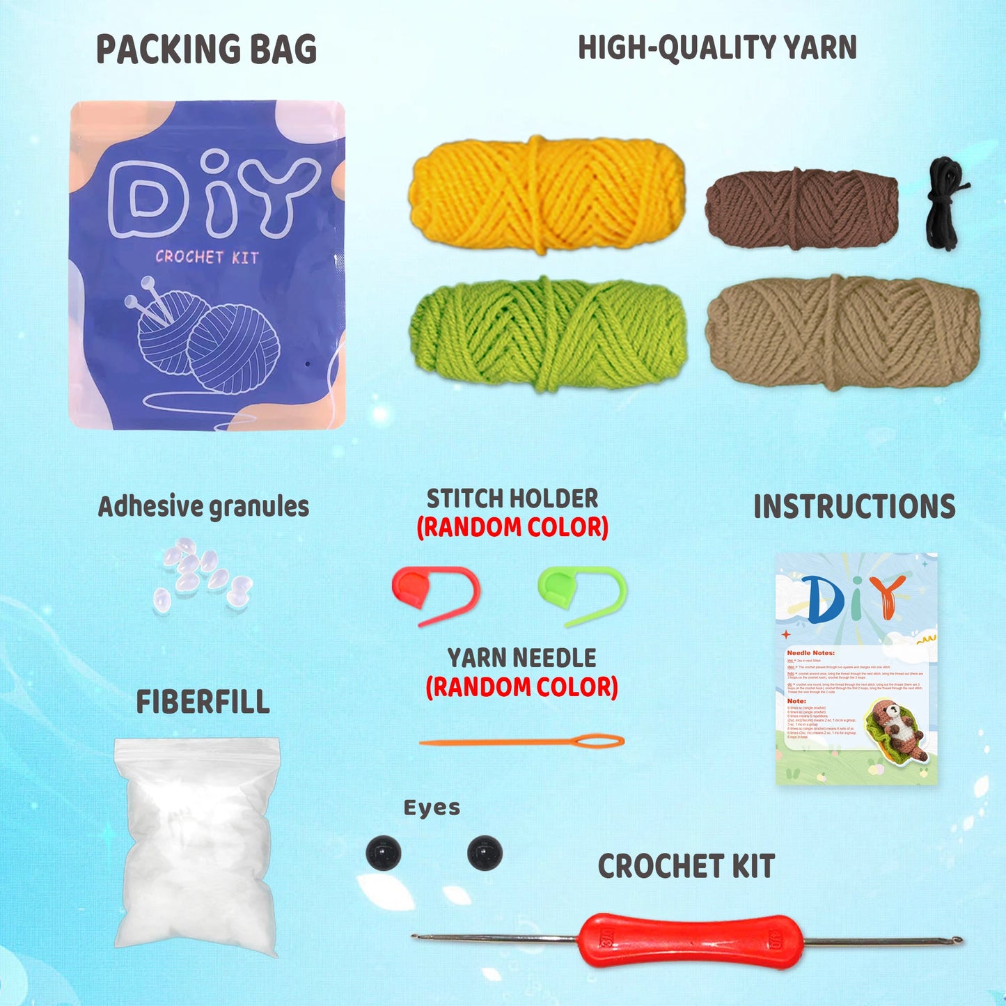 Otter Crochet Kit for Beginners – 1pc | Yarn, Hook & Video Tutorial Included
