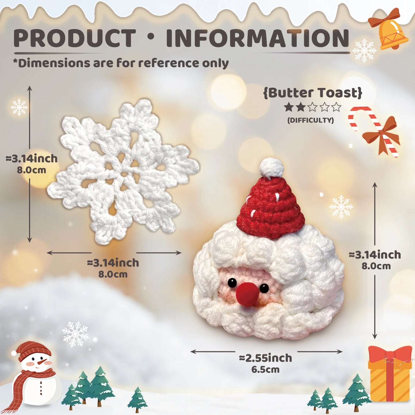 Santa Claus Crochet Kit for Beginners – 2pc | Yarn, Hook & Video Tutorial Included