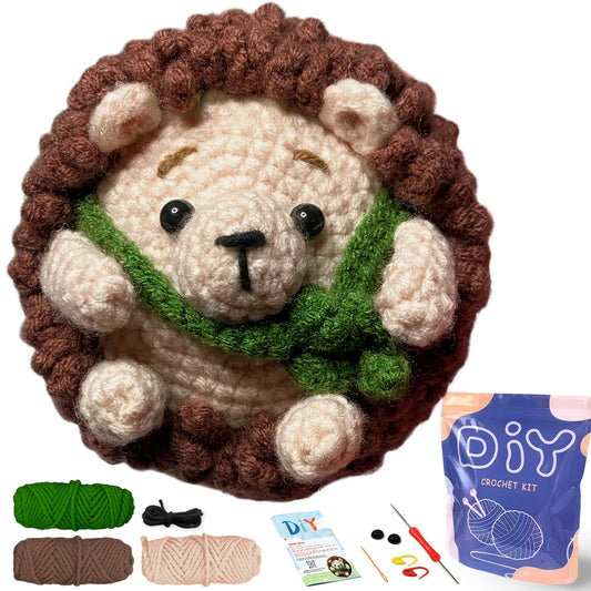Hedgehog Crochet Kit for Beginners – 1pc | Yarn, Hook & Video Tutorial Included