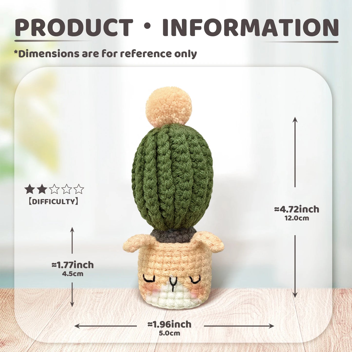 Animal & Cactus Crochet Kit for Beginners – 1pc | Yarn, Hook & Video Tutorial Included