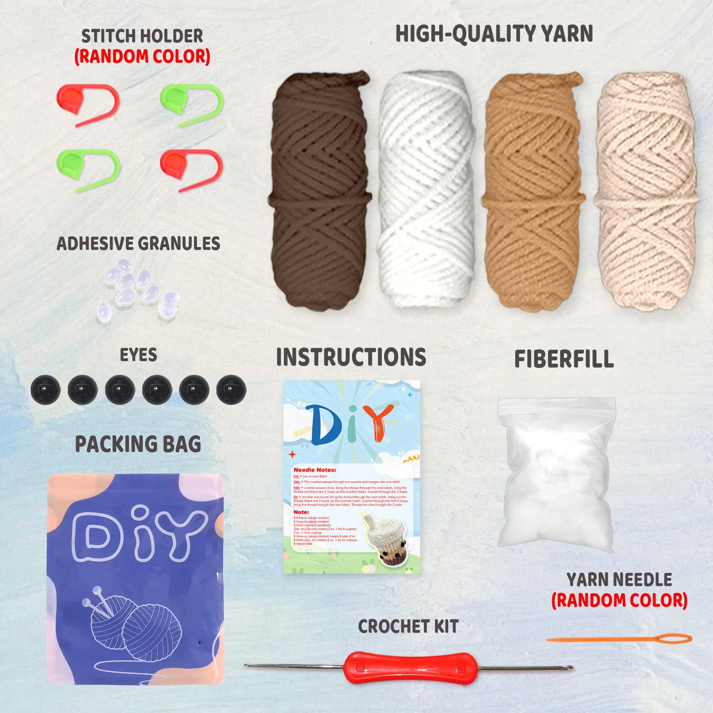 Bubble Milk Tea Crochet Kit for Beginners – 1pc | Yarn, Hook & Video Tutorial Included