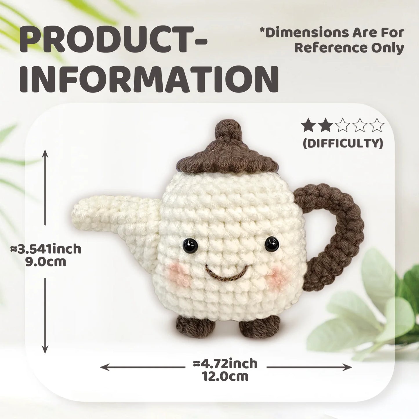 Teapot Crochet Kit for Beginners – 1pc | Yarn, Hook & Video Tutorial Included