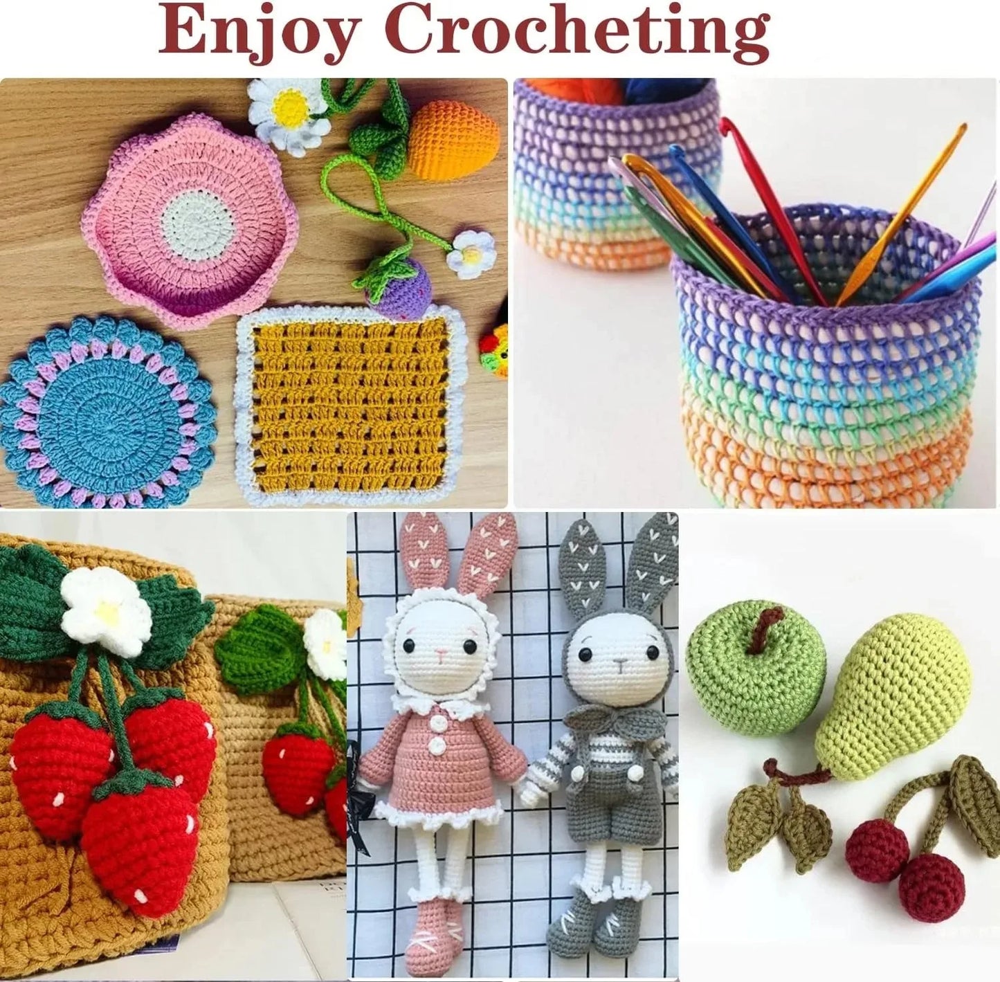 Portable Crochet Knitting Set – 59pc | Complete Beginner Hook Kit with Storage Bag