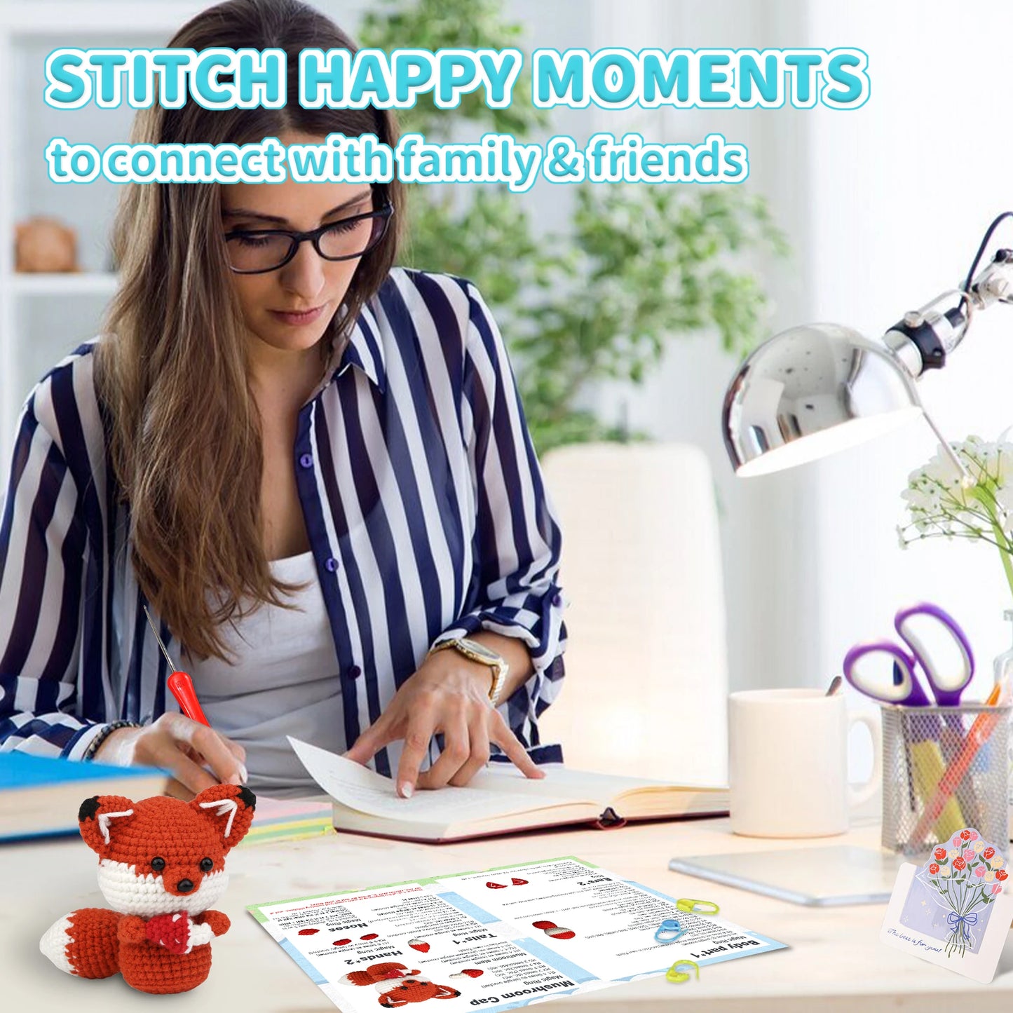 Fox Crochet Kit for Beginners – 1pc | Yarn, Hook & Video Tutorial Included