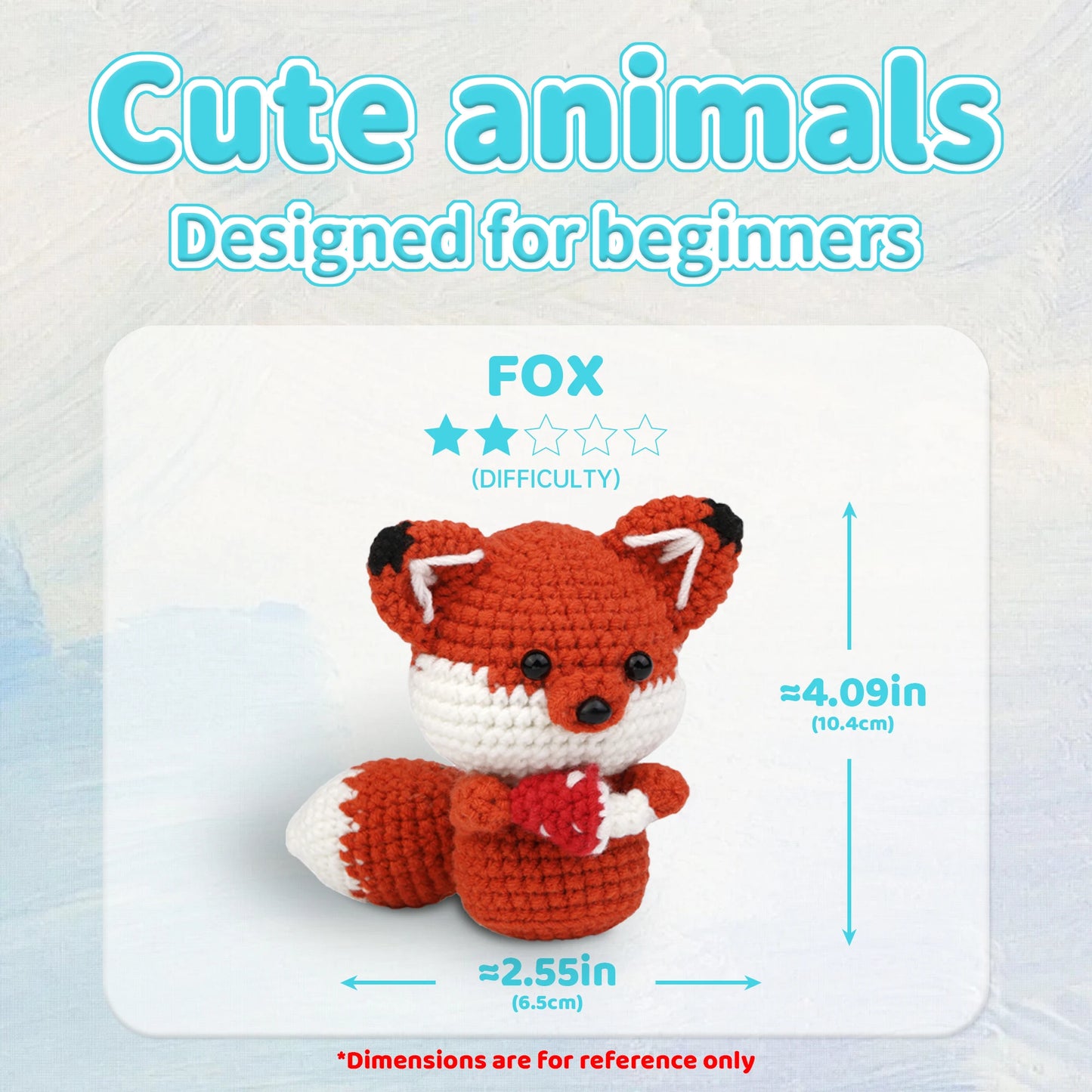 Fox Crochet Kit for Beginners – 1pc | Yarn, Hook & Video Tutorial Included