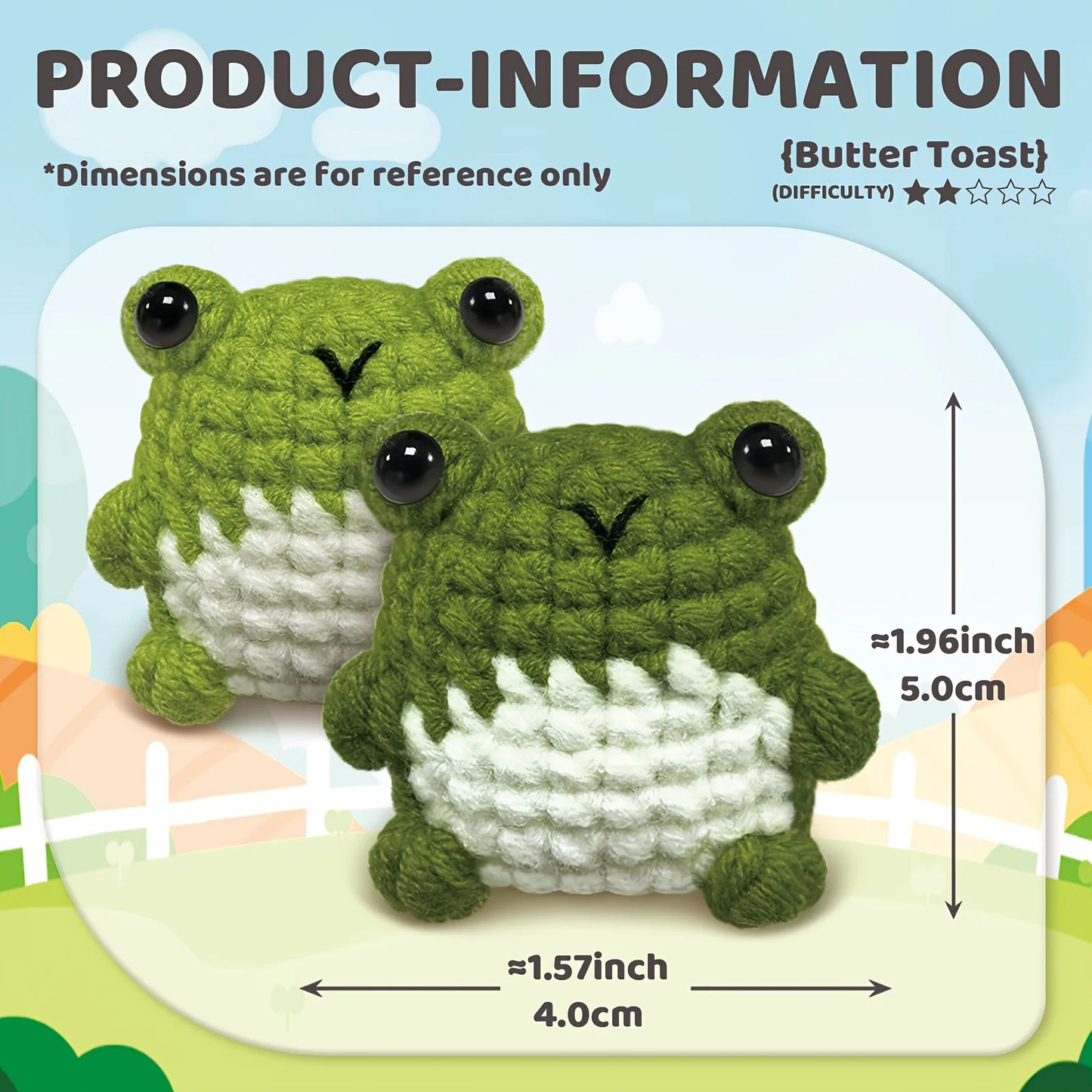 Frog Amigurumi Crochet Kit for Beginners – 1pc/2pc | Yarn, Hook & Video Tutorial Included