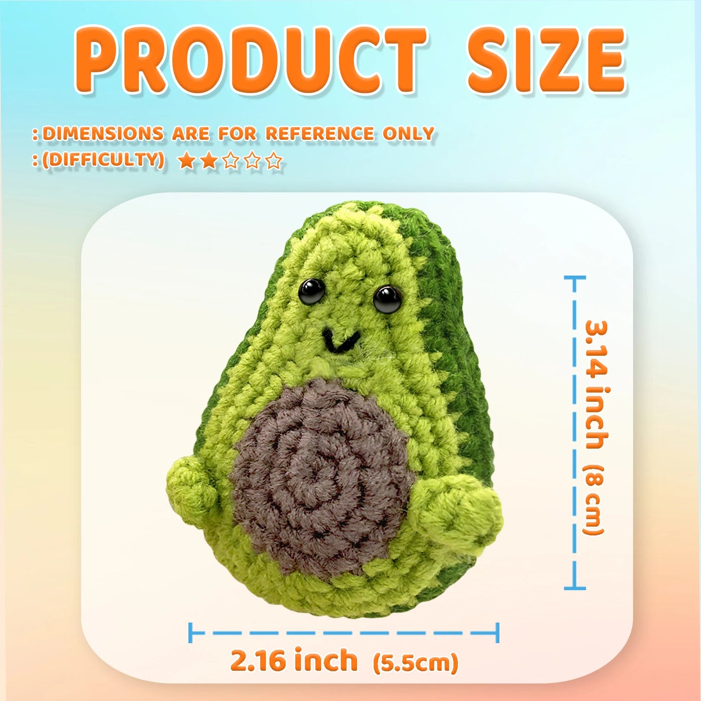 Sign-Holding Fruit (Avocado) Crochet Kit for Beginners – 1pc | Yarn, Hook & Video Tutorial Included