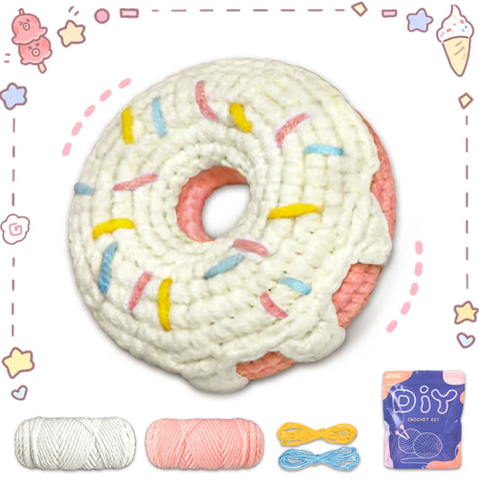 Donut Crochet Kit for Beginners – 1pc | Yarn, Hook & Video Tutorial Included