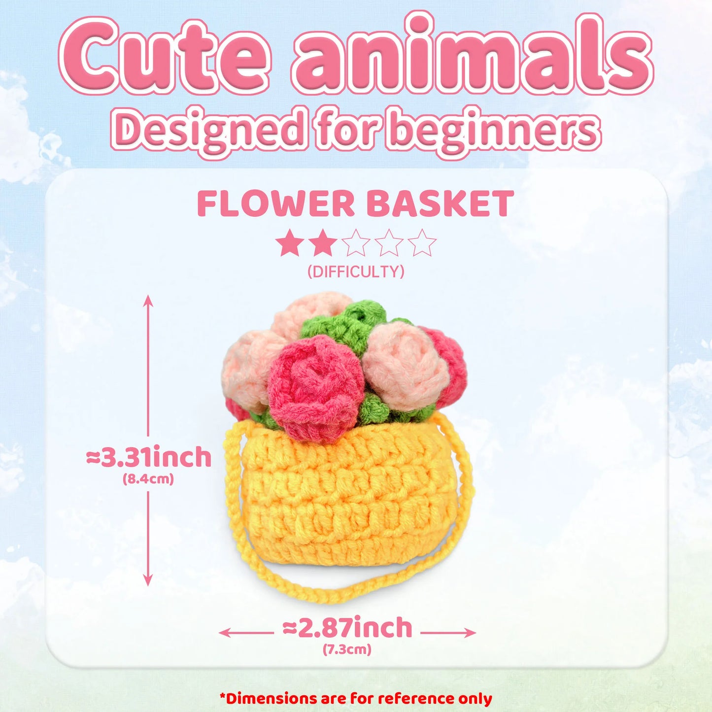 Flower Basket Crochet Kit for Beginners – 1pc | Yarn, Hook & Video Tutorial Included
